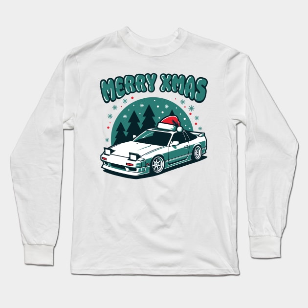 WHITE 180SX MERRY CHRISTMAS EDITION Long Sleeve T-Shirt by Gab Designs Stuff